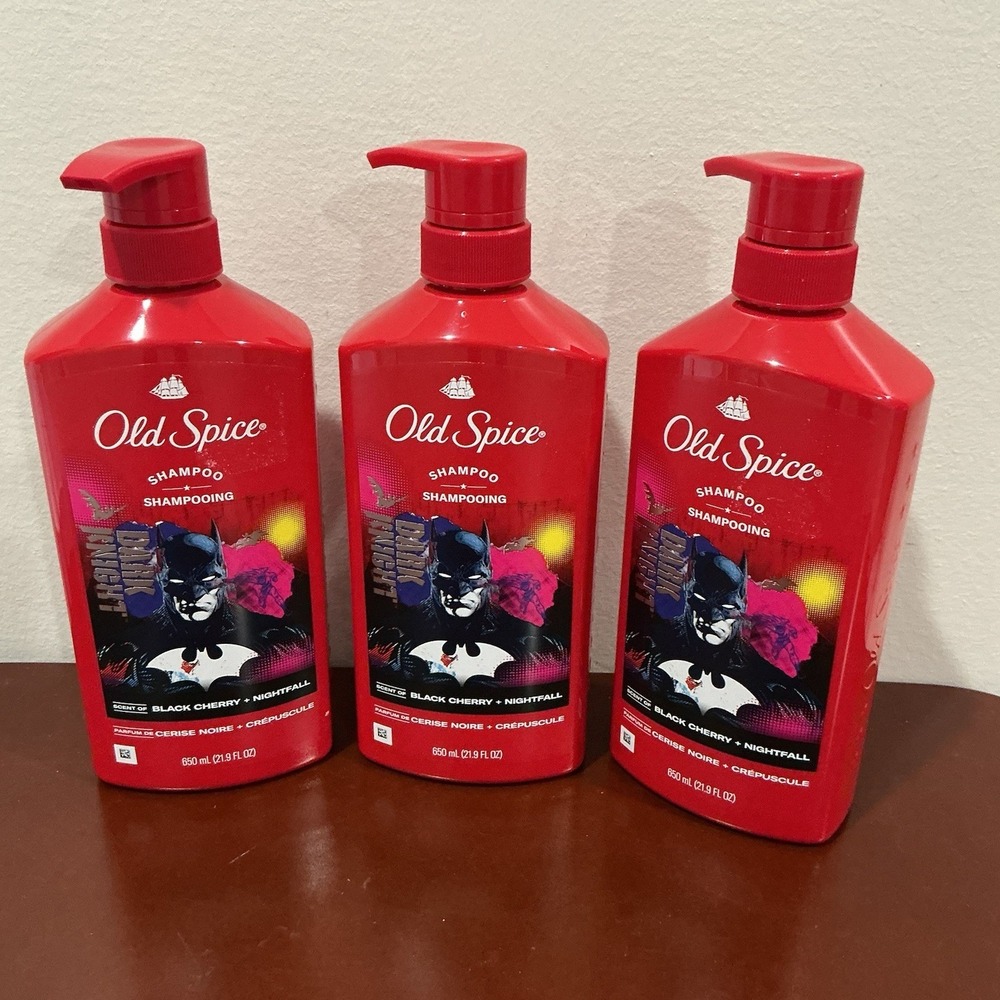 Old Spice Dark Knight Shampoo 21.9 oz Black Cherry +‎ Nightfall Lot Of 3